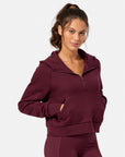 Sierra Crop Half Zip Hoodie in Cherry Crush