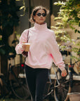 Snap Collar Sierra Sweatshirt in Baby Pink
