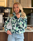 Snap Polar Fleece in Teal Pop Print