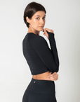 Aurora Long Sleeve Crop Tee in Black - Long Sleeves - Gym+Coffee IE