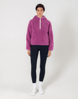 Industry Fleece Hooded Crop Half Zip in Crisp Pink - Fleeces - Gym+Coffee IE