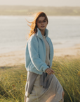 Industry Fleece High Collar Jacket in Baby Blue