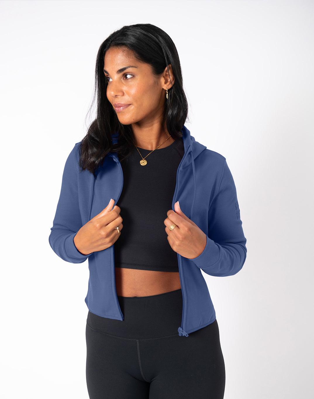 Chill Zip Crop Hoodie in Thunder Blue - Hoodies - Gym+Coffee IE