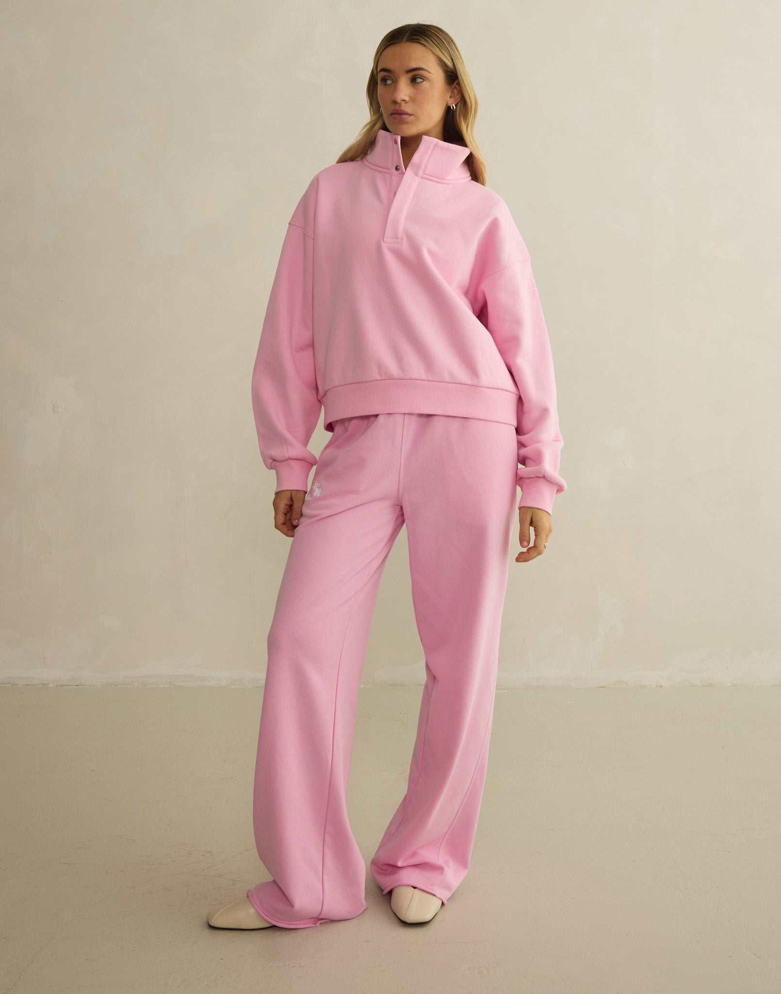 Wide Leg Jogger in Pink Blossom