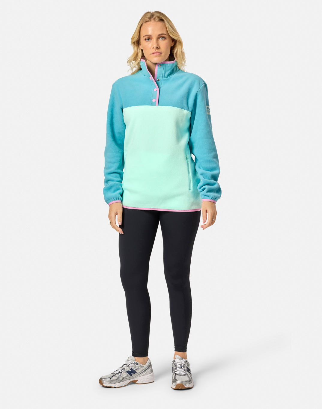 Half Snap Polar Fleece in Aqua