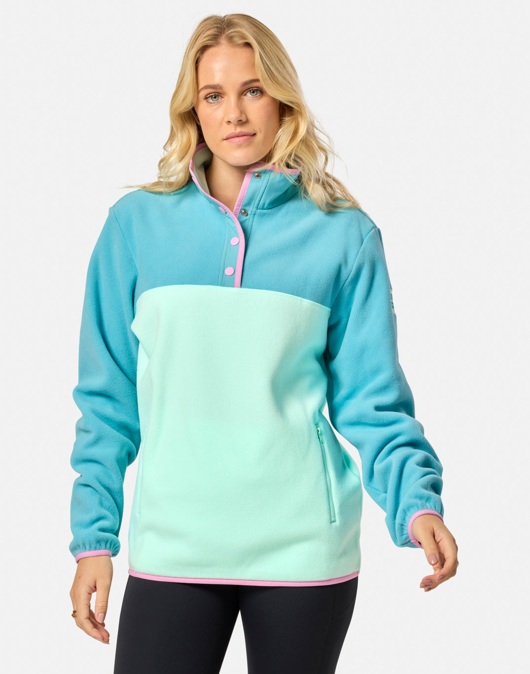 Half Snap Polar Fleece in Aqua