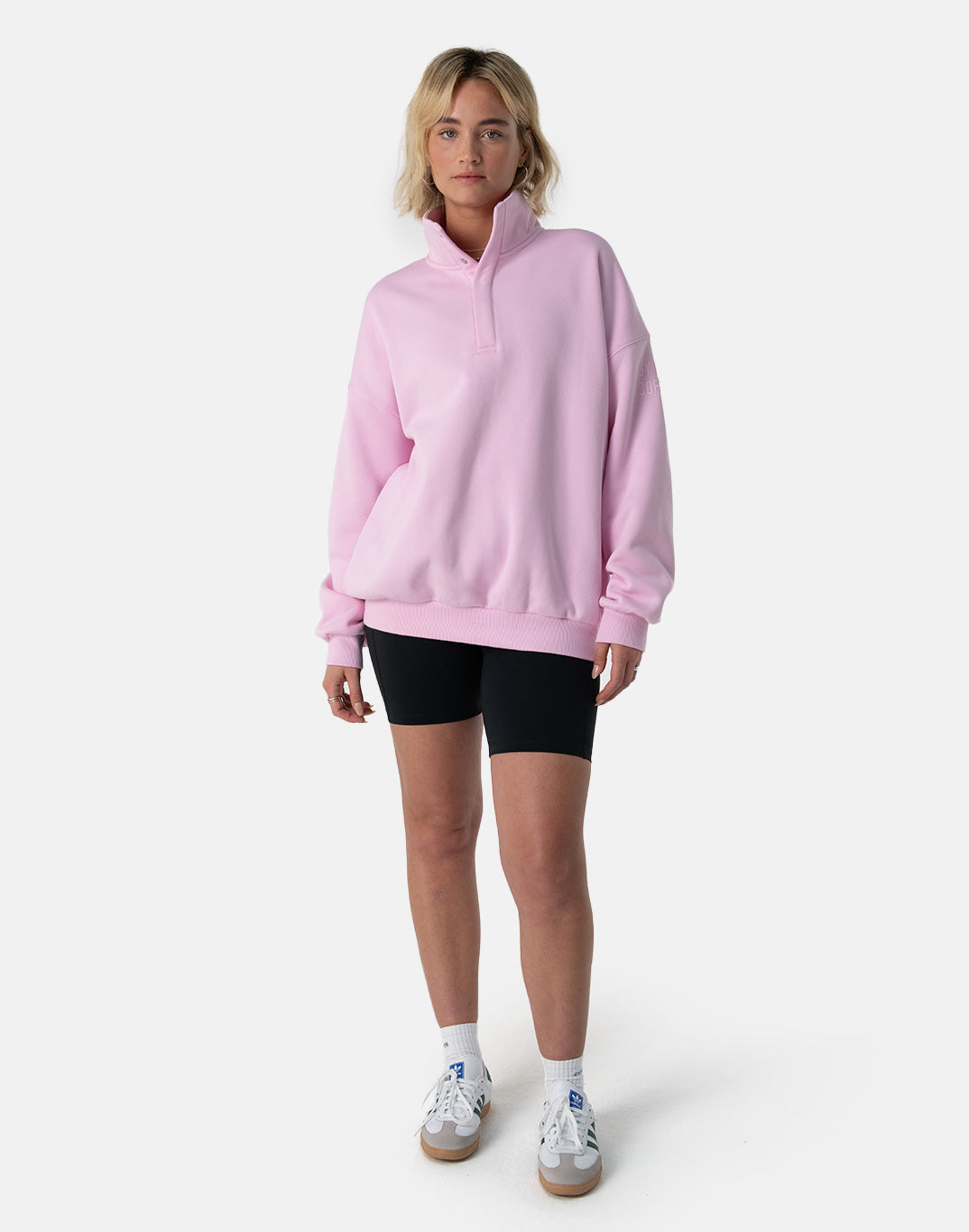 Kin Snap Collar Sweatshirt in Baby Pink - Sweatshirts - Gym+Coffee IE