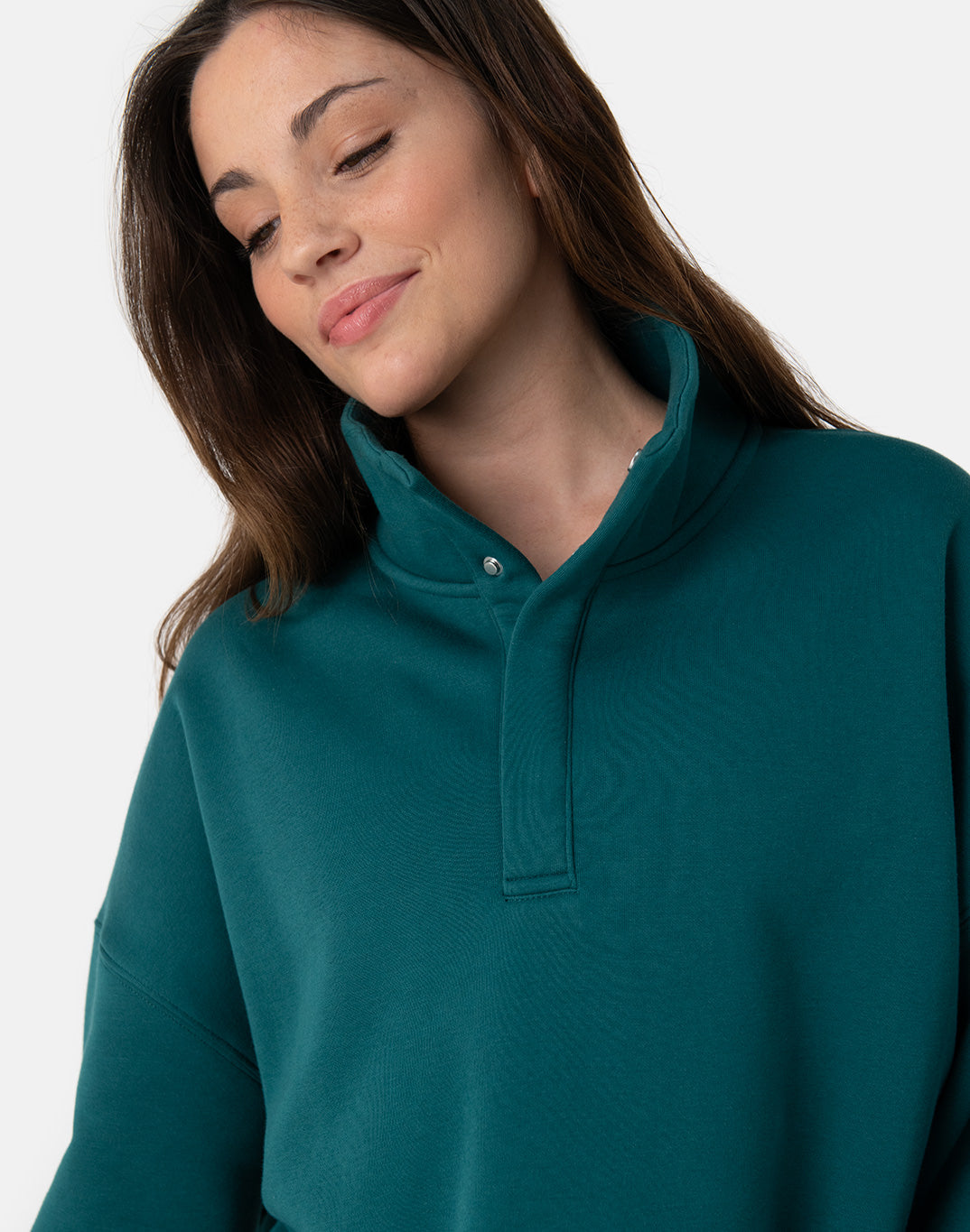 Kin Snap Collar Sweatshirt in Teal - Sweatshirts - Gym+Coffee IE