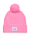 Knit Bobble Beanie in Bright Pink