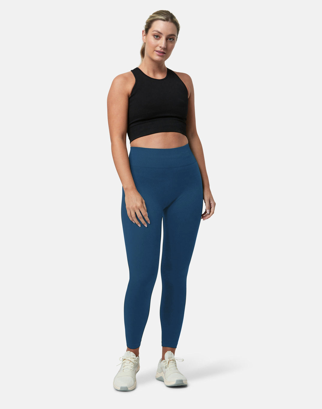 Lotus Chevron 7/8 Leggings in Petrol Blue - Leggings - Gym+Coffee IE