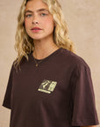 Oversized Print Tee in Mocha Bean