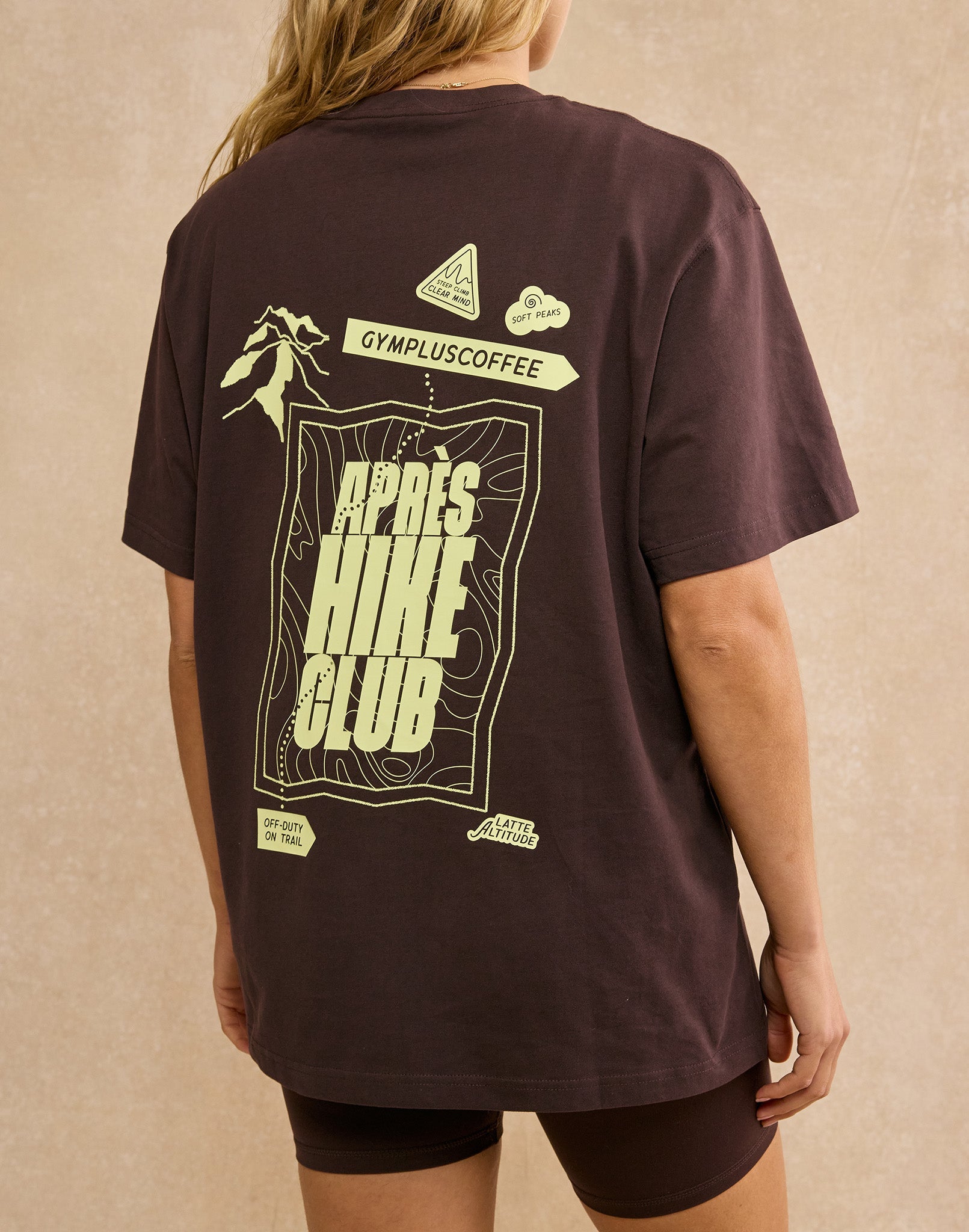 Oversized Print Tee in Mocha Bean