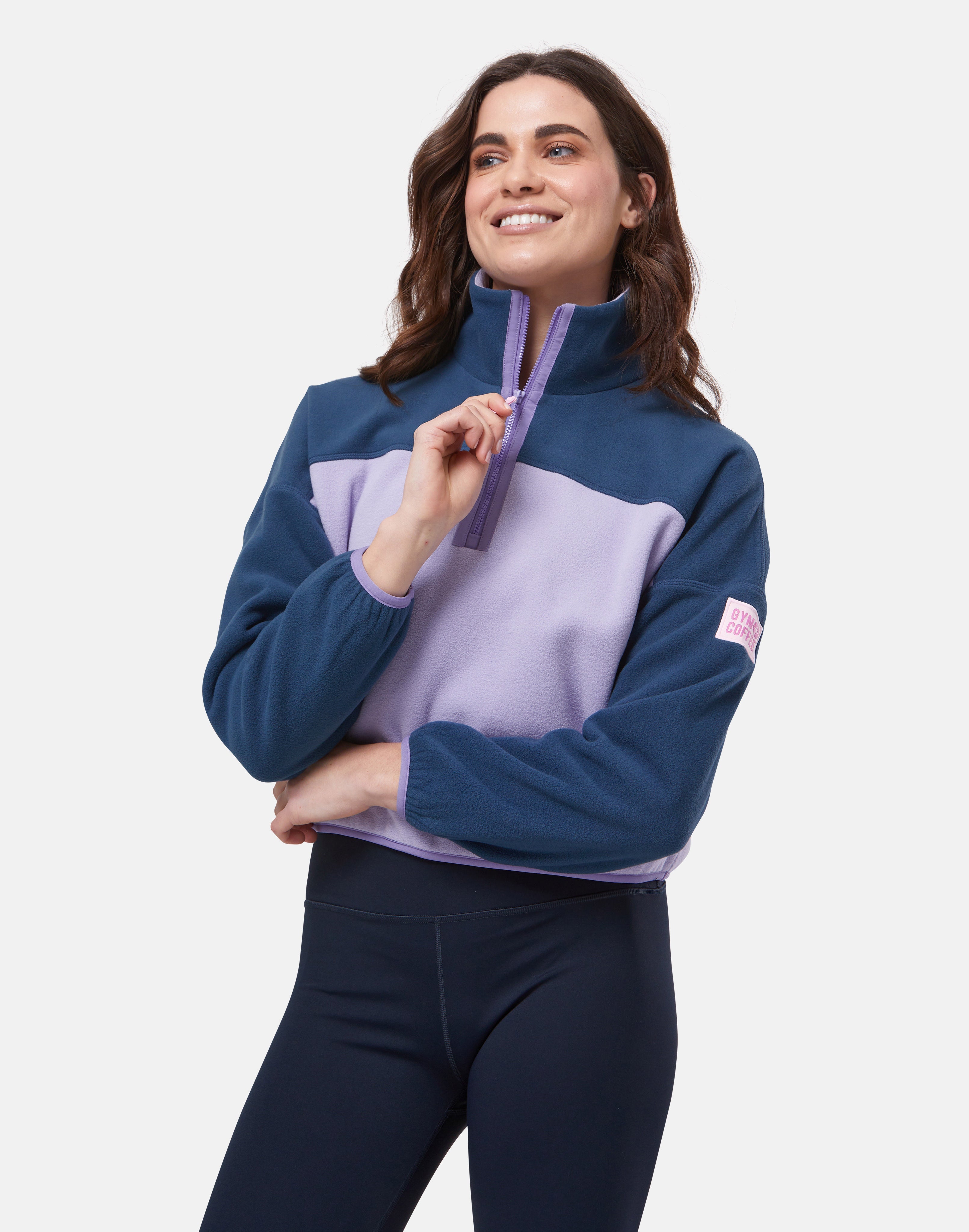 Half Zip Crop Polar Fleece in Lilac - Fleeces - Gym+Coffee IE