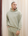 Print Hoodie in Olive Green