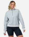 Ribbed Quarter Zip in Grey Melange