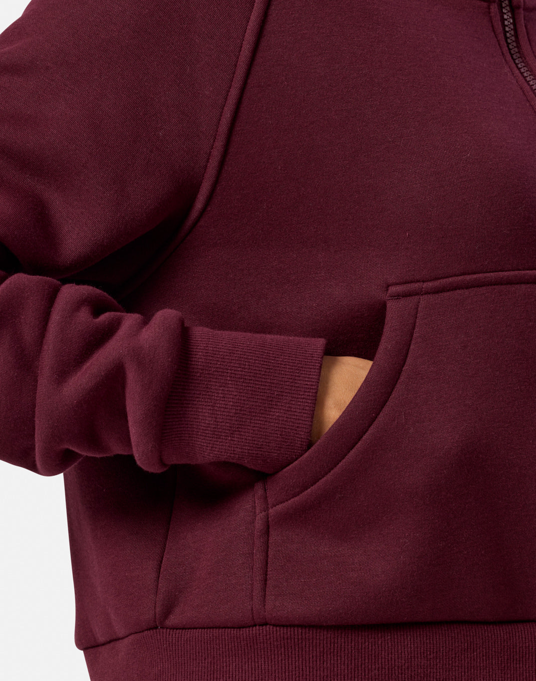 Sierra Crop Half Zip Hoodie in Cherry Crush