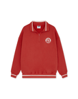 Varsity Funnel Neck Zip Sweatshirt in Crimson Red