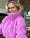 Industry Fleece High Collar Jacket in Neon Pink