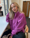 Snap Collar Sweatshirt in Crisp Pink
