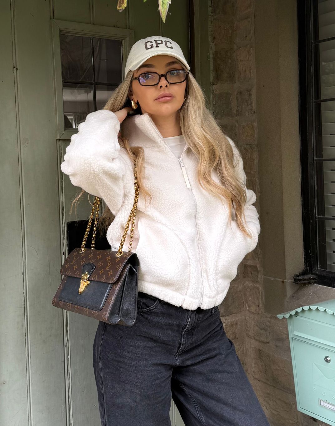 Industry Fleece High Collar Jacket in Cloud White